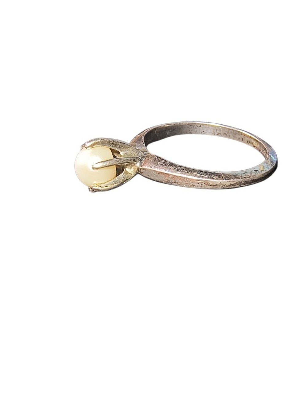 Vintage Sarah Coventry Classic Genuine White Pearl Ring In Sterling Silver - Picture 3 of 10